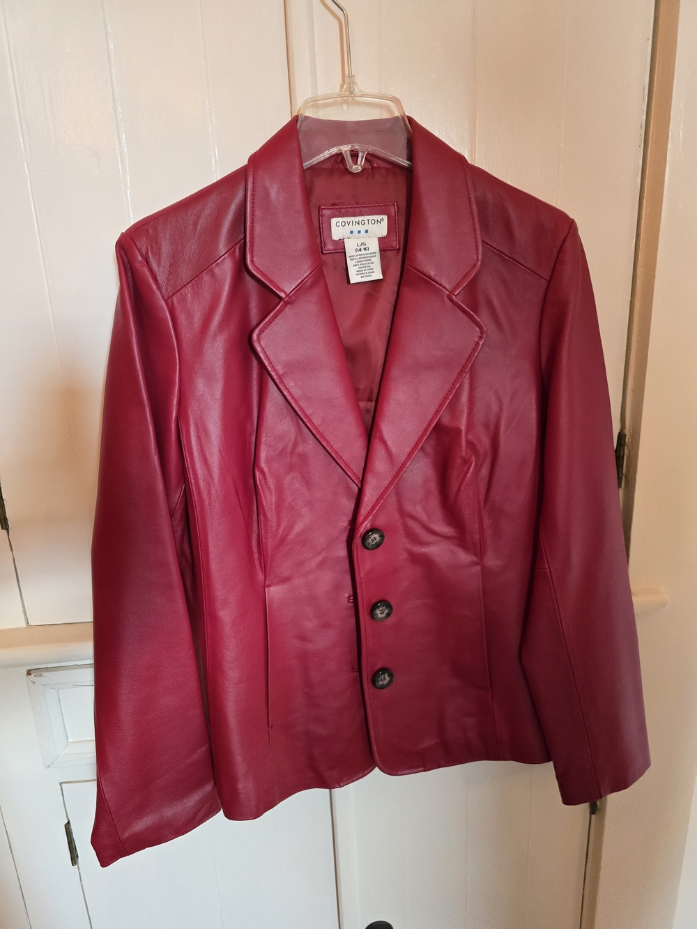 Covington Women's Red Faux Leather Blazer Jacket